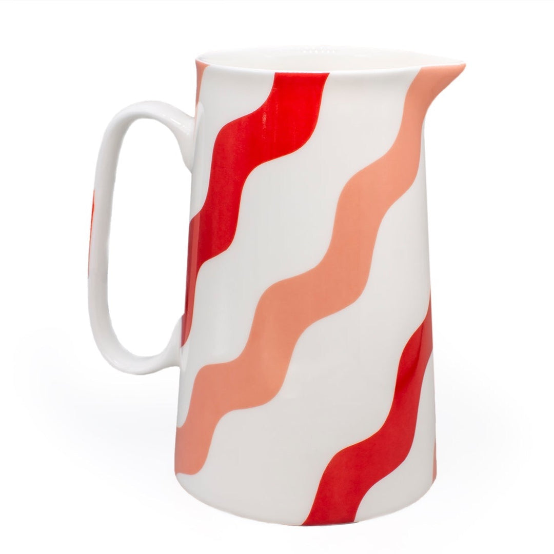 Pink & Red Scallop Pitcher