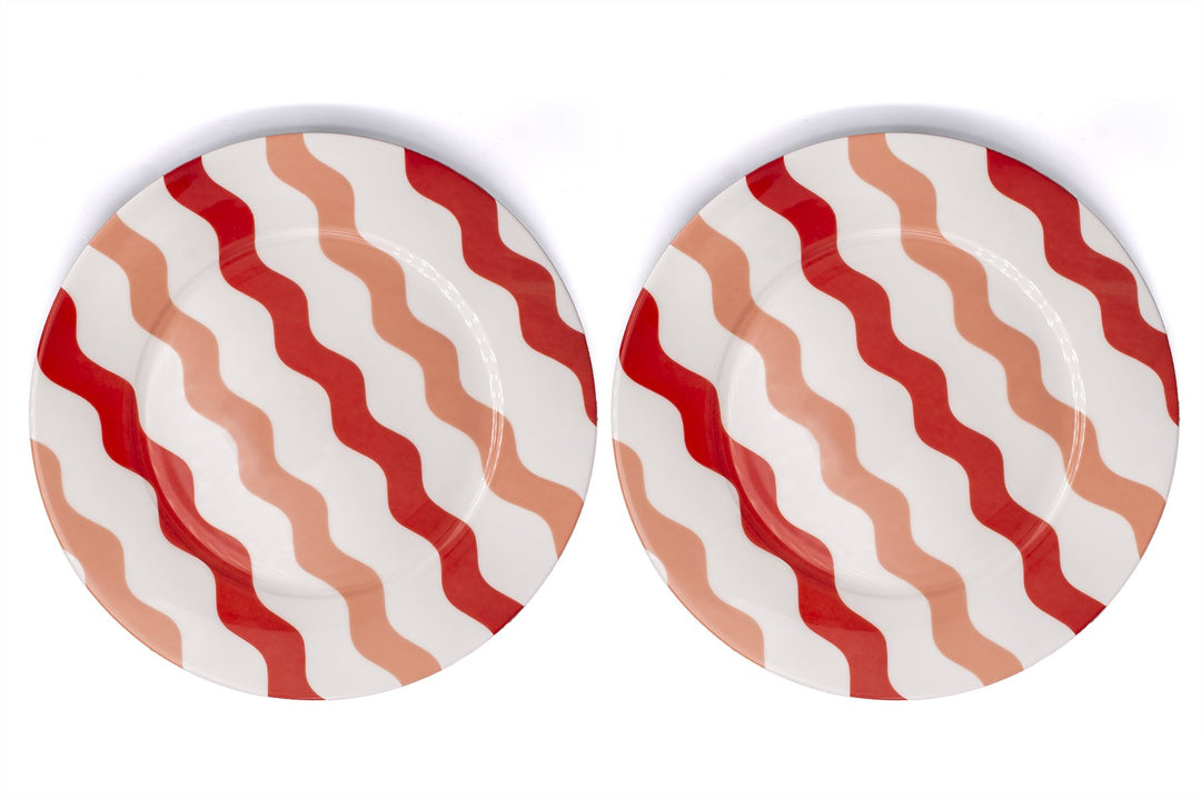 Pink & Red Scallop Dinner Plate - Pair