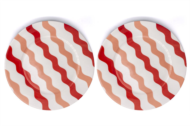 Pink & Red Scallop Dinner Plate - Pair