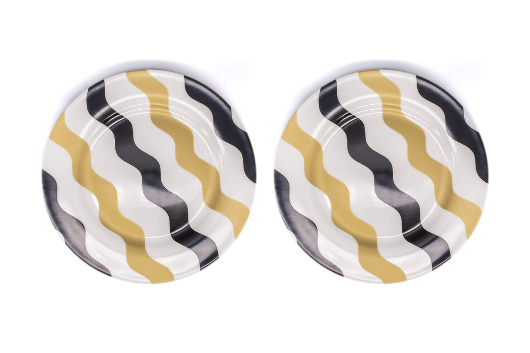 Black & Gold Scallop Side Plate - Pair