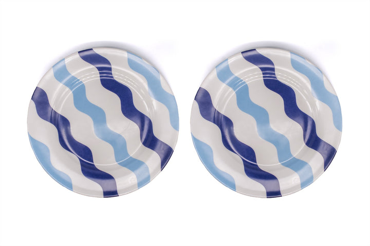 Mixed Blue Scallop Side Plate - Pair