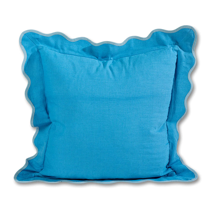 Darcy Scalloped Linen Cushion - Peacock & Aqua