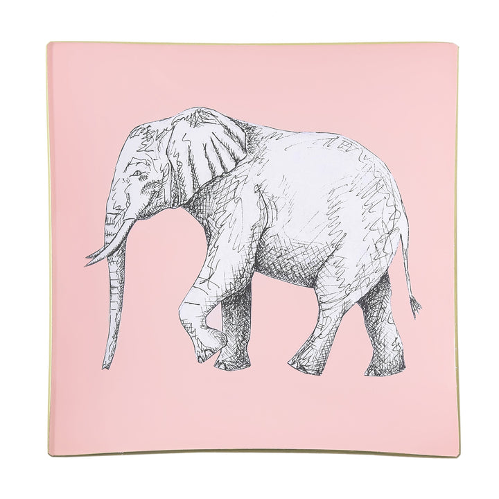 Blush Pink Elephant Glass Tray