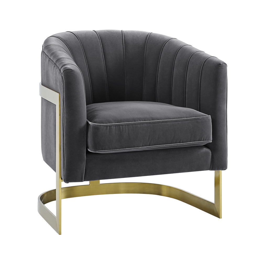 Elsie Feather Grey Velvet Armchair