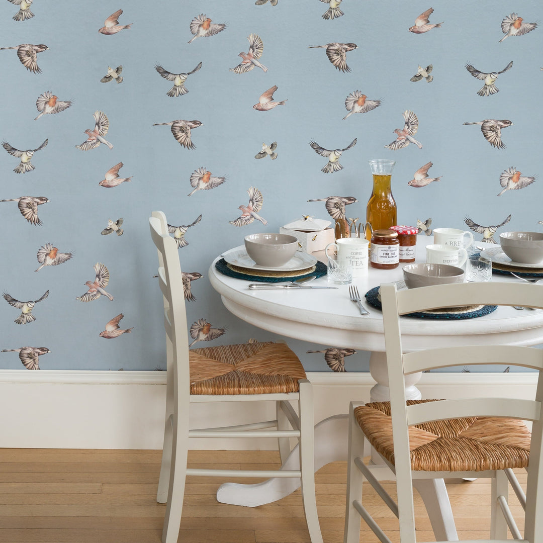 Early Bird Power Blue Wallpaper in Kitchen