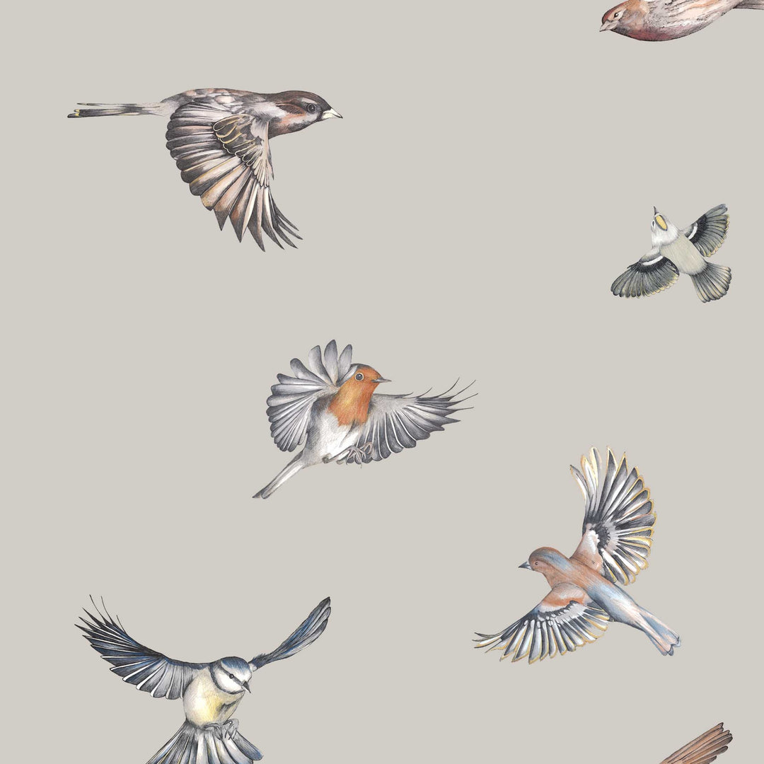 Early Bird Taupe Wallpaper