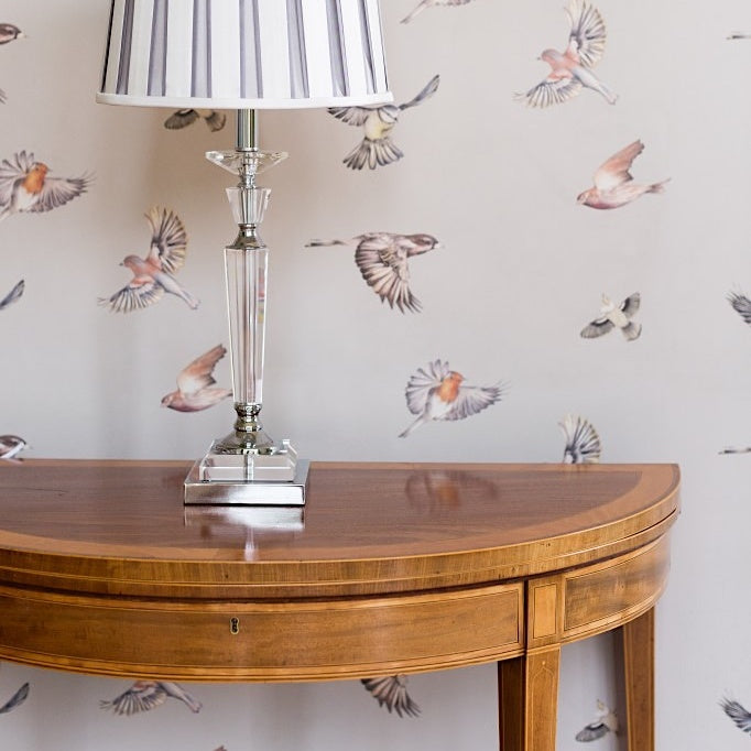 Early Bird Wallpaper in Taupe by Juliet Travers