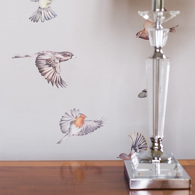 Early Bird Wallpaper in Taupe by Juliet Travers