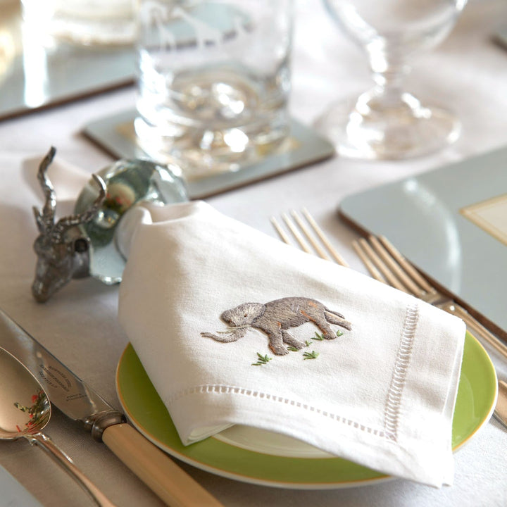 Out of Africa I Hand Embroidered Napkins - Set of 4
