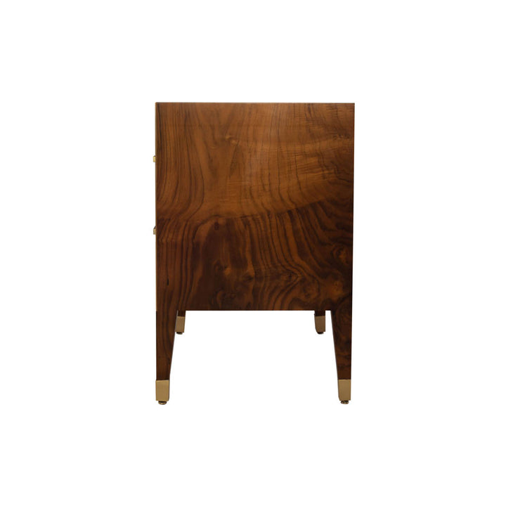 Emma Bedside Table - Walnut Veneer & Brass Inlay