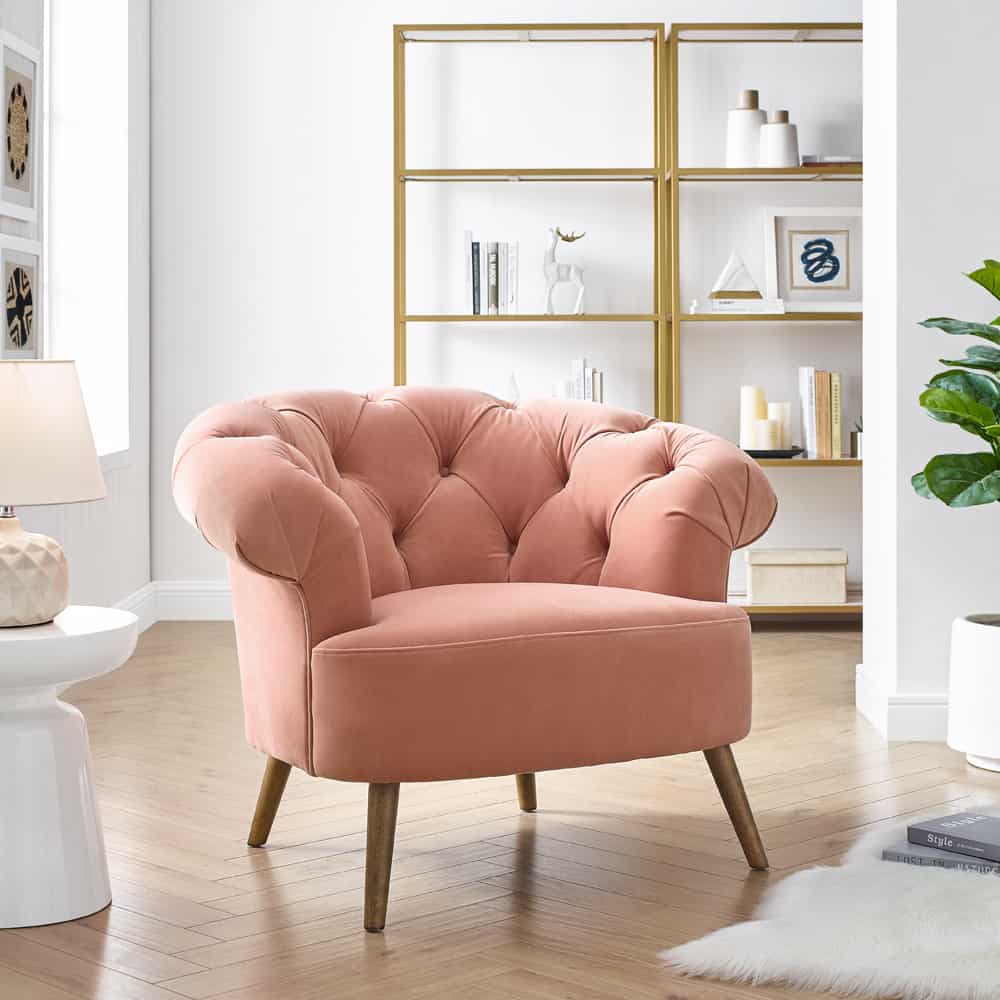 Eversley Blush Pink Velvet Armchair