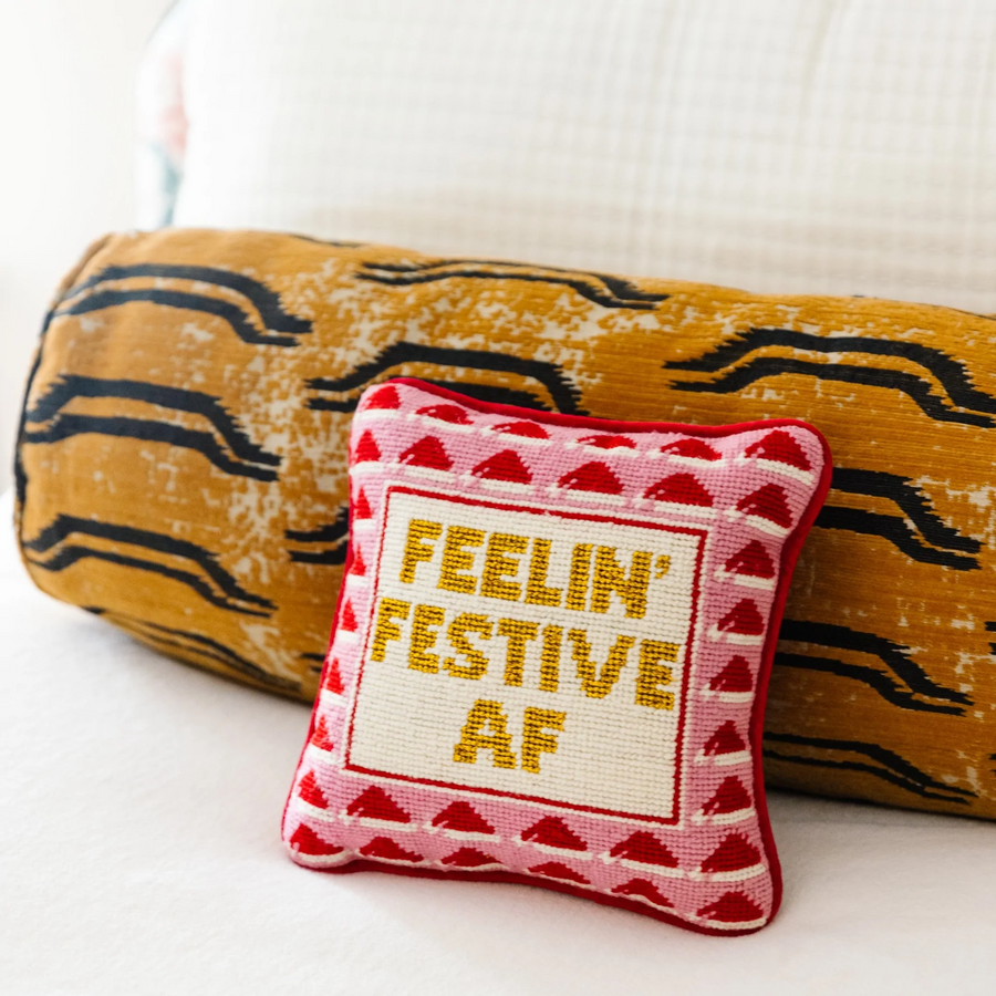 Feelin' Festive AF Needlepoint Christmas Cushion