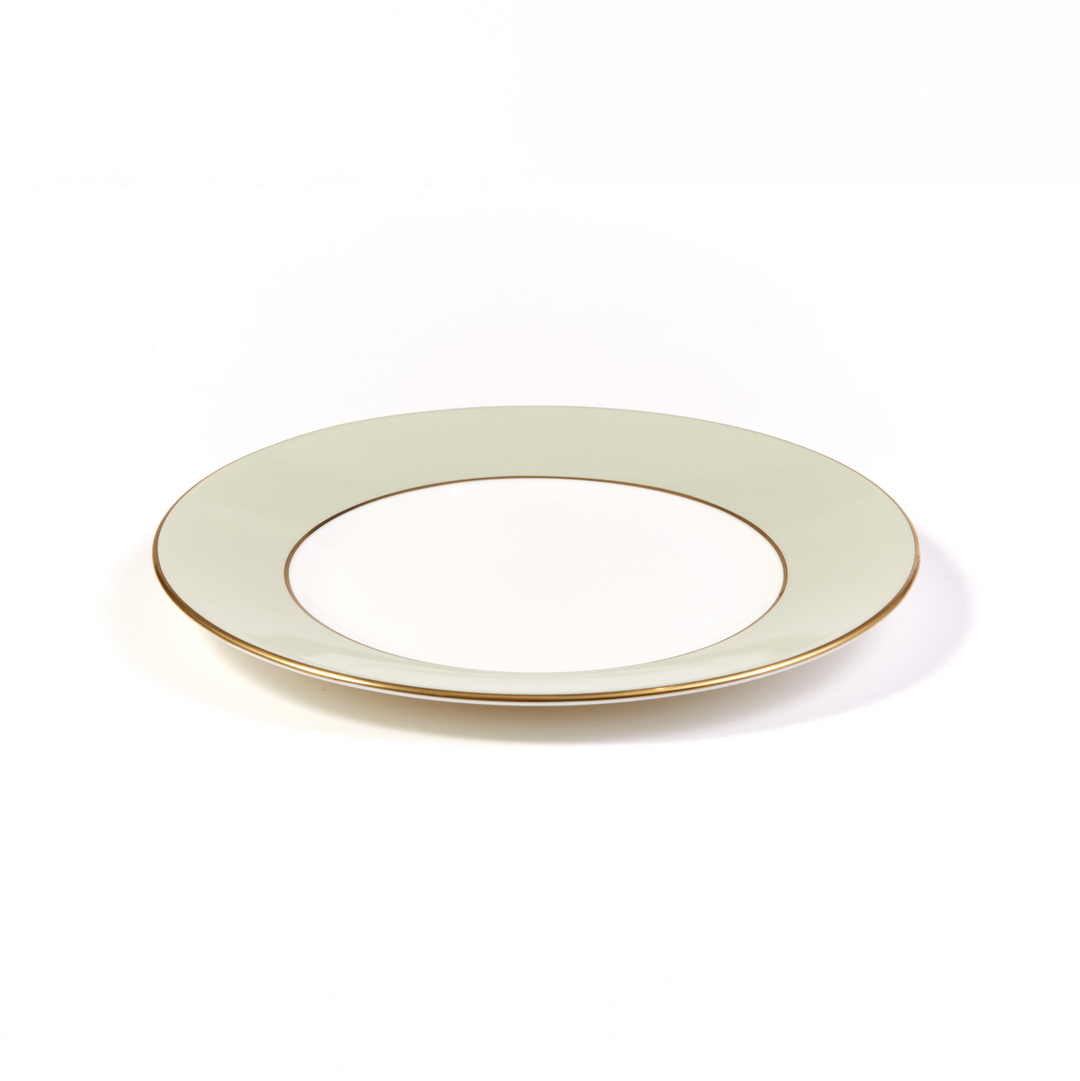 French Grey Gilded Fine Bone China Pudding Plate