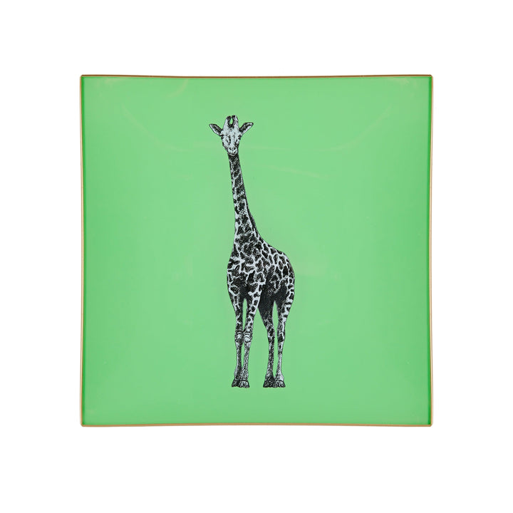 Green Giraffe Glass Tray