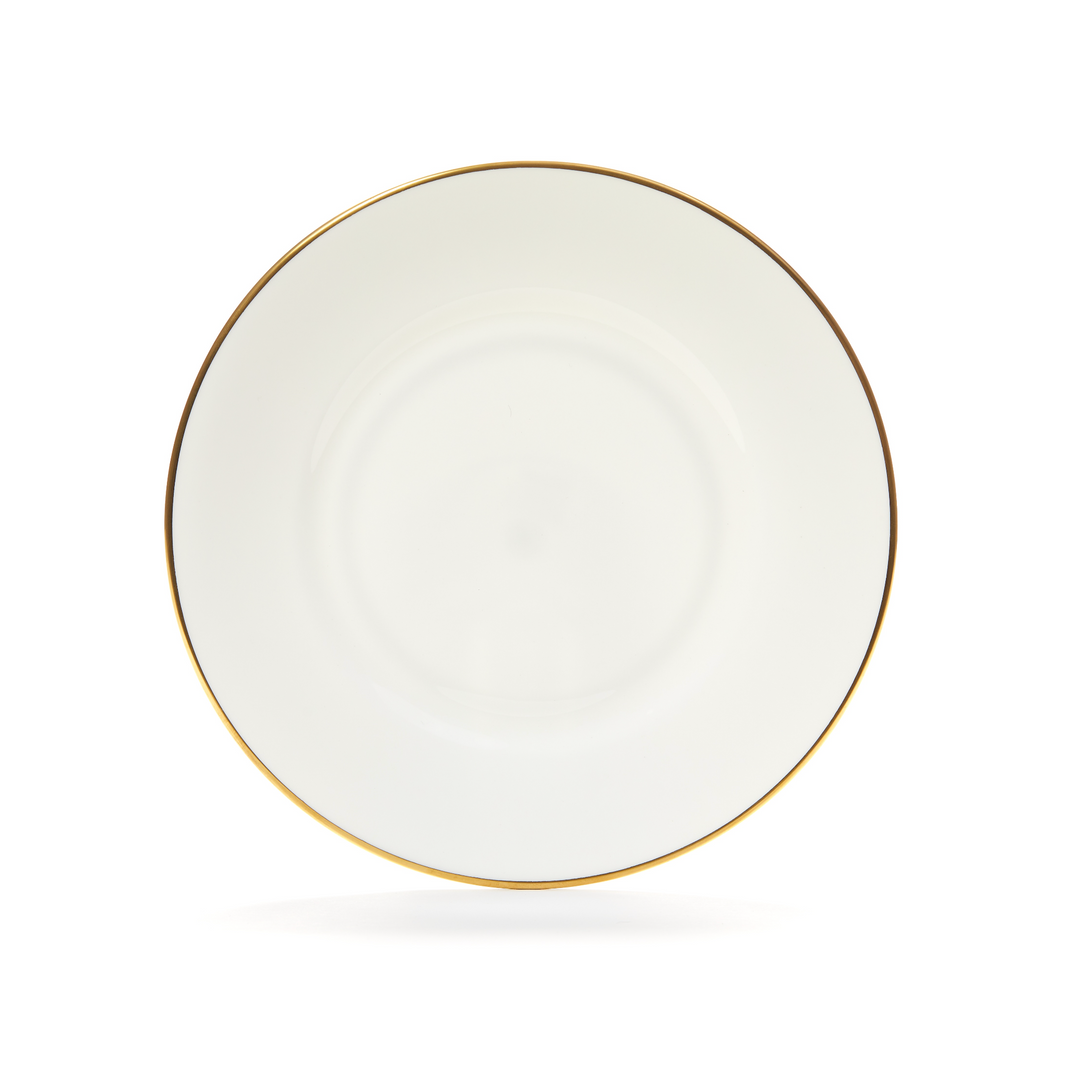 Gilded Fine Bone China White Pudding Plate