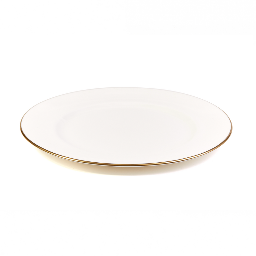 Gilded Fine Bone China White Pudding Plate
