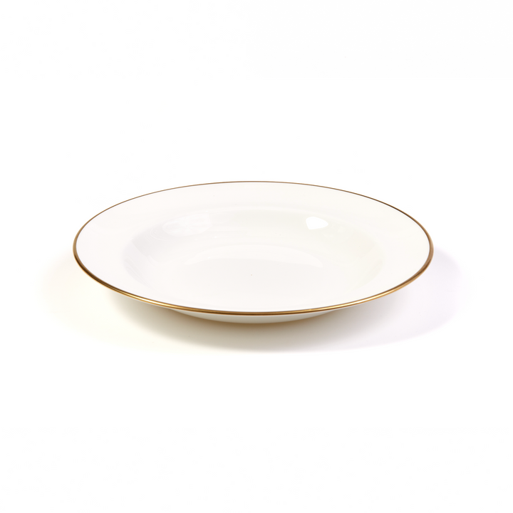Gilded Fine Bone China White Soup Bowl