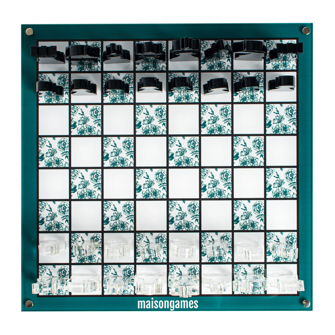 Floral Acrylic Chess Board Set
