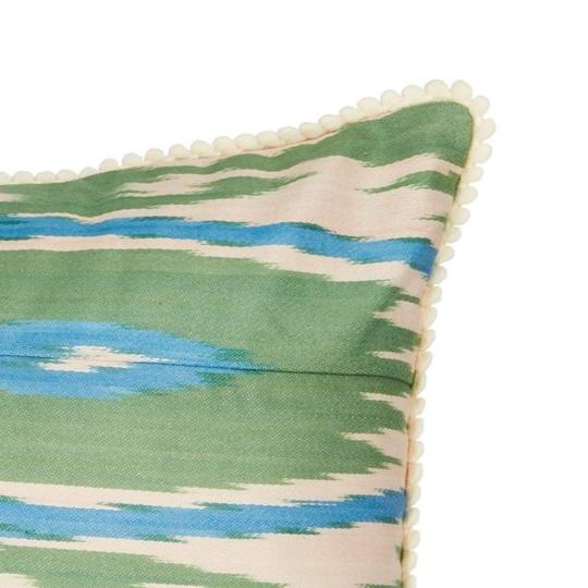 Green & Blue Rectangular Ikat Cushion