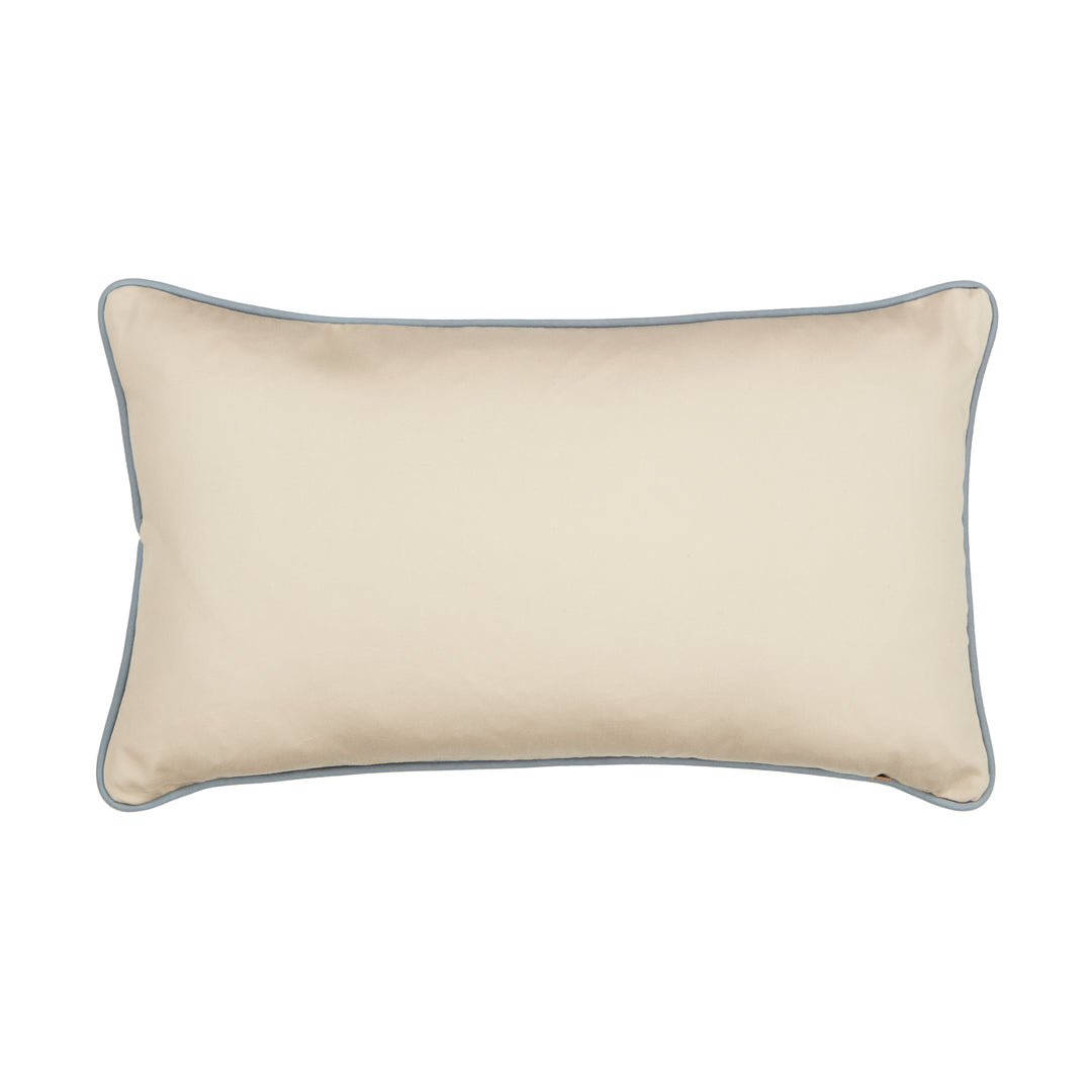 Blue and Terracotta Rectangular Ikat Cushion