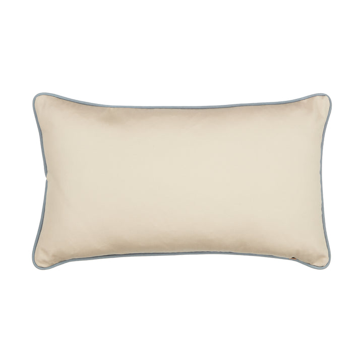 Blue and Terracotta Rectangular Ikat Cushion