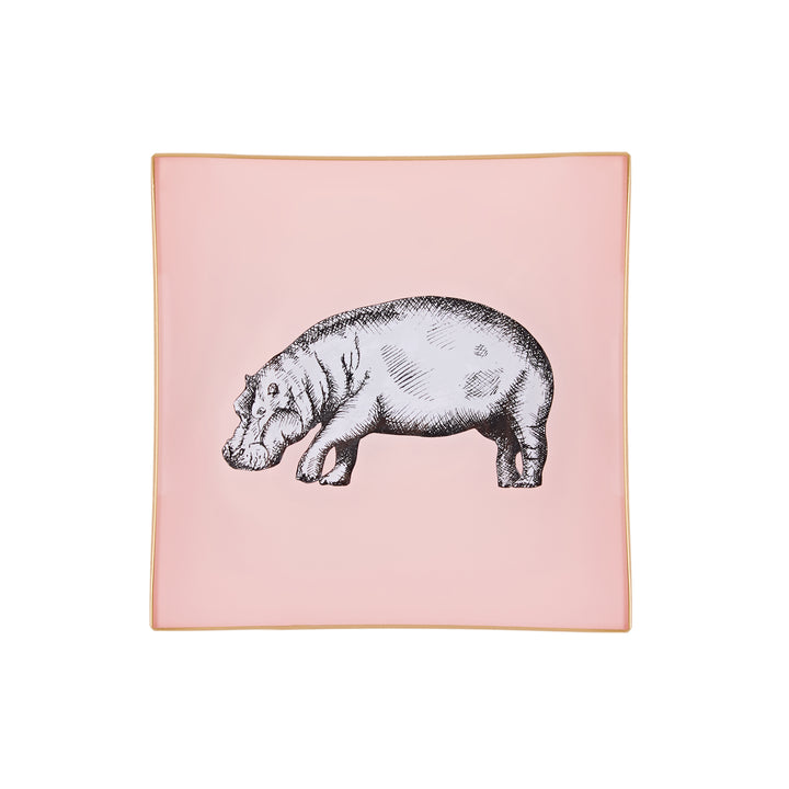 Blush Pink Hippo Glass Tray