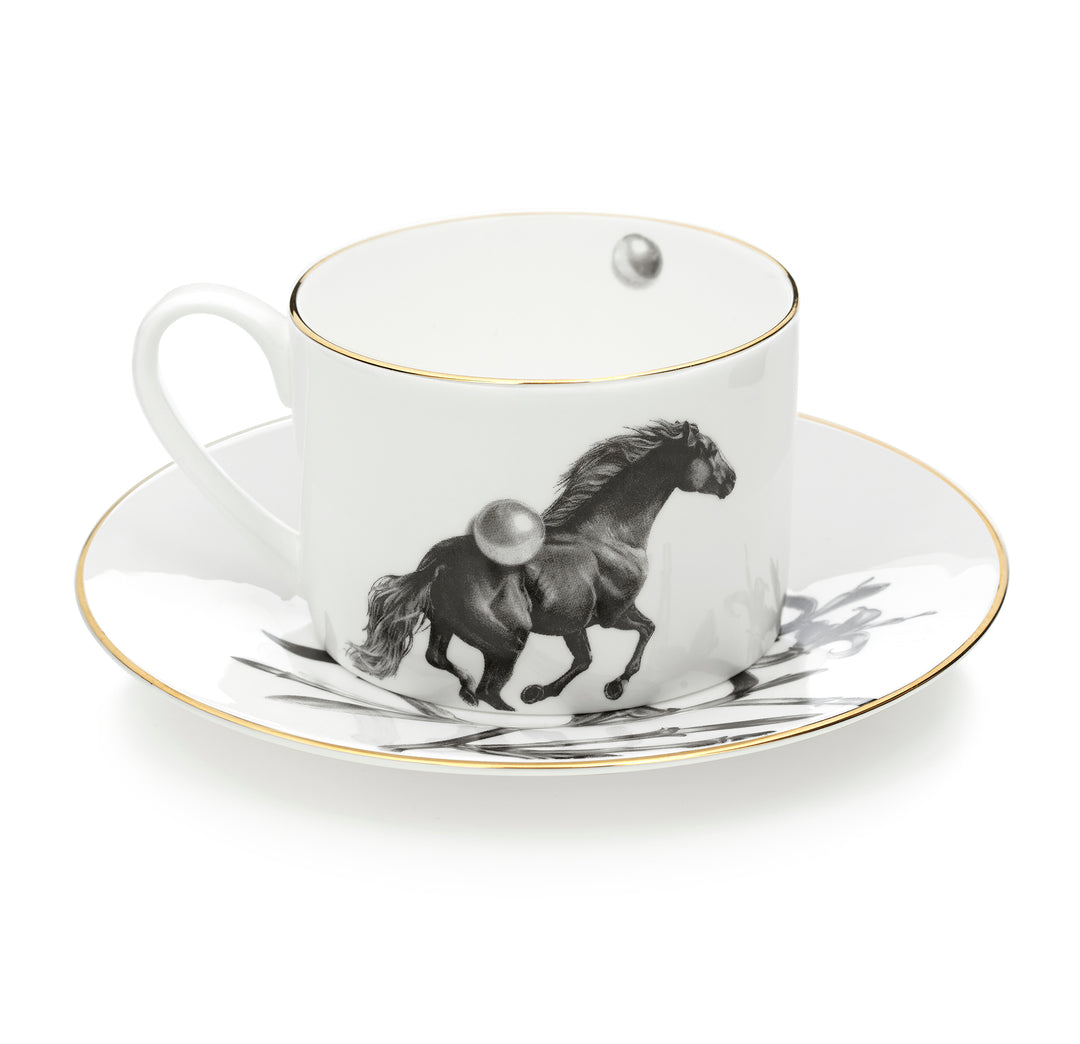 Horse & Pearls Cup & Saucer