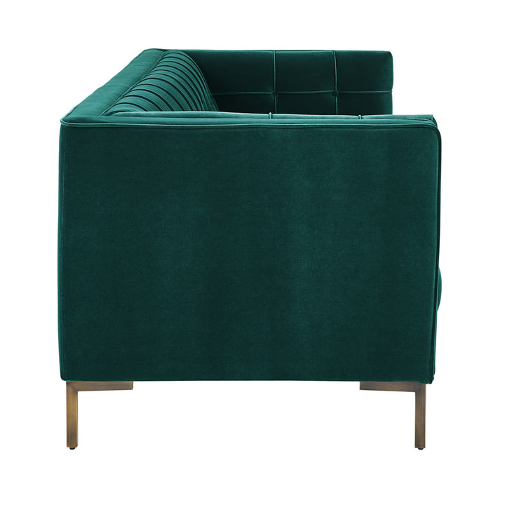 Isabella Pine Green Velvet Three Seater Sofa