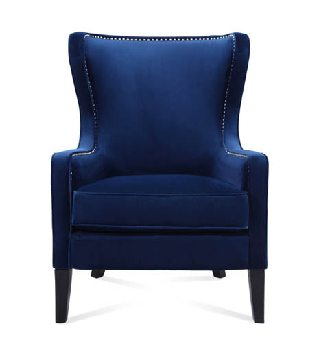 Orson Velvet Wingback Armchair - Sapphire Blue