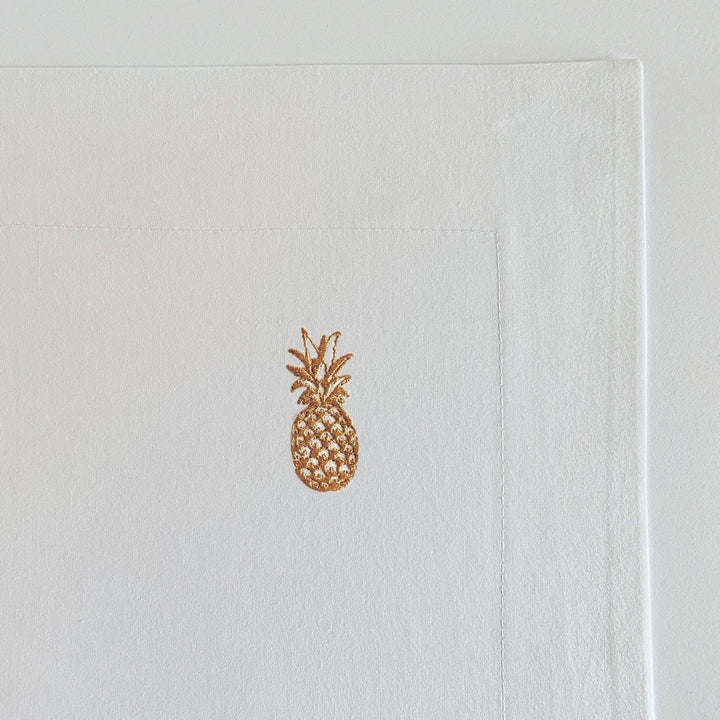 Hope Cotton Bed Linen Set | Gold Embroidered Pineapple