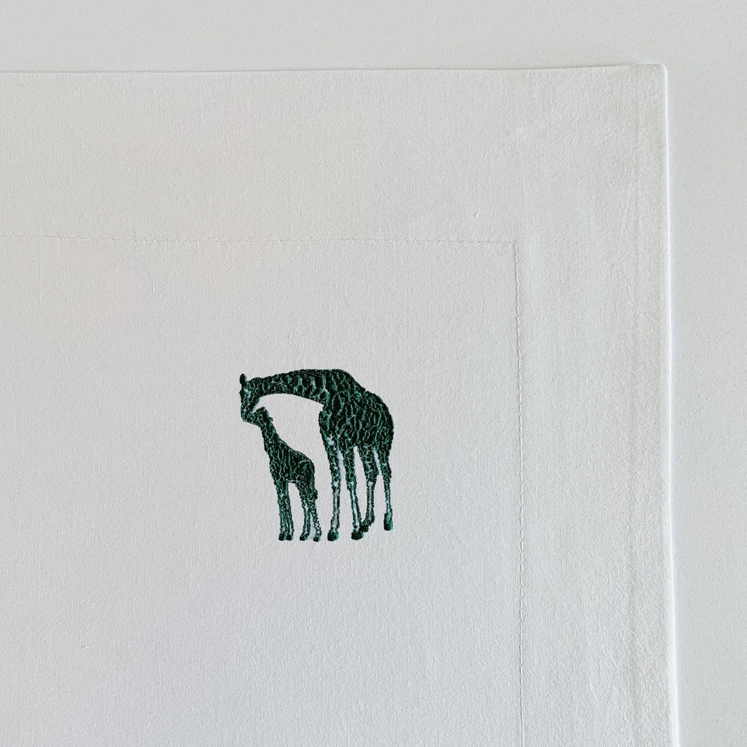 Forbes  Cotton Bed Linen Set | Hunter Green Embroidered Giraffe