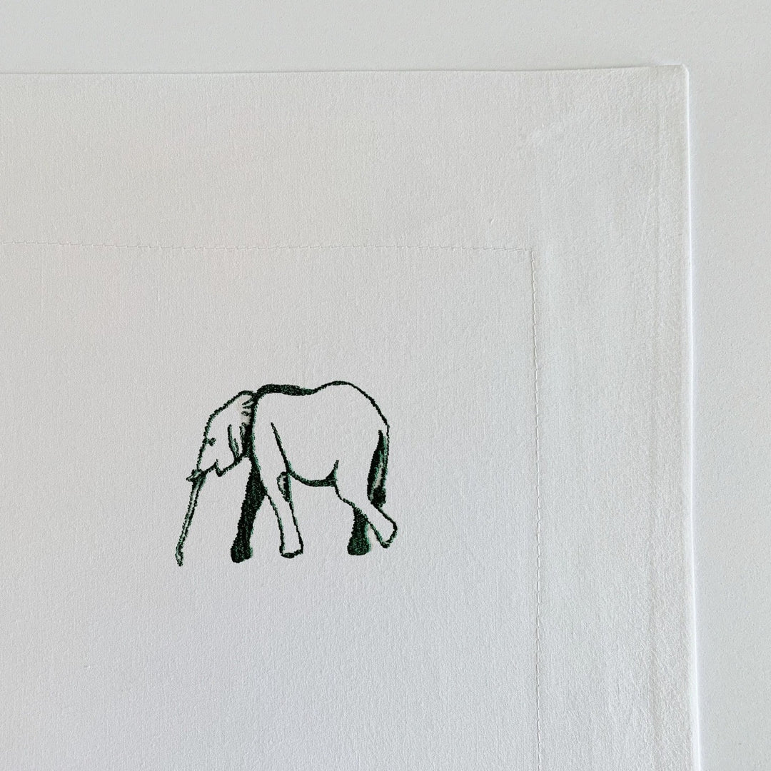 Harris Cotton Bed Linen Set | Hunter Green Embroidered Elephant