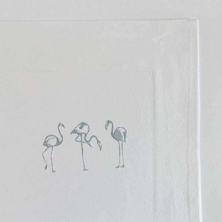 Isla Pale Blue Embroidered Flamingo Cotton Bed Linen