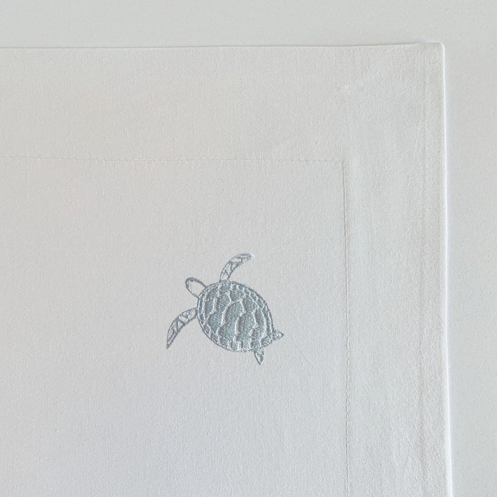 Scout Pale Blue Embroidered Turtle Cotton Bed Linen