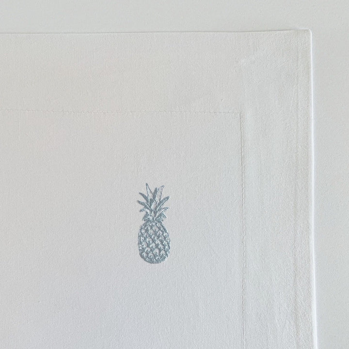 Hope Cotton Bed Linen Set | Pale Blue Embroidered Pineapple