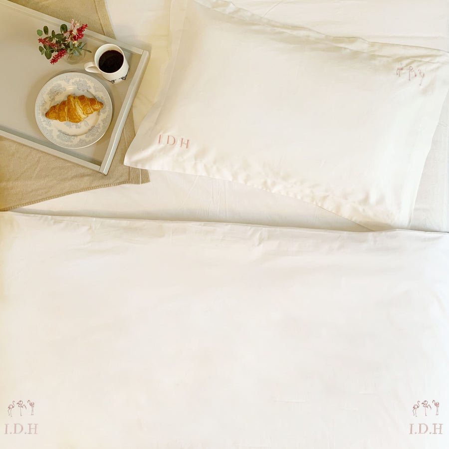 Isla Embroidered Flamingo Cotton Bed Linen