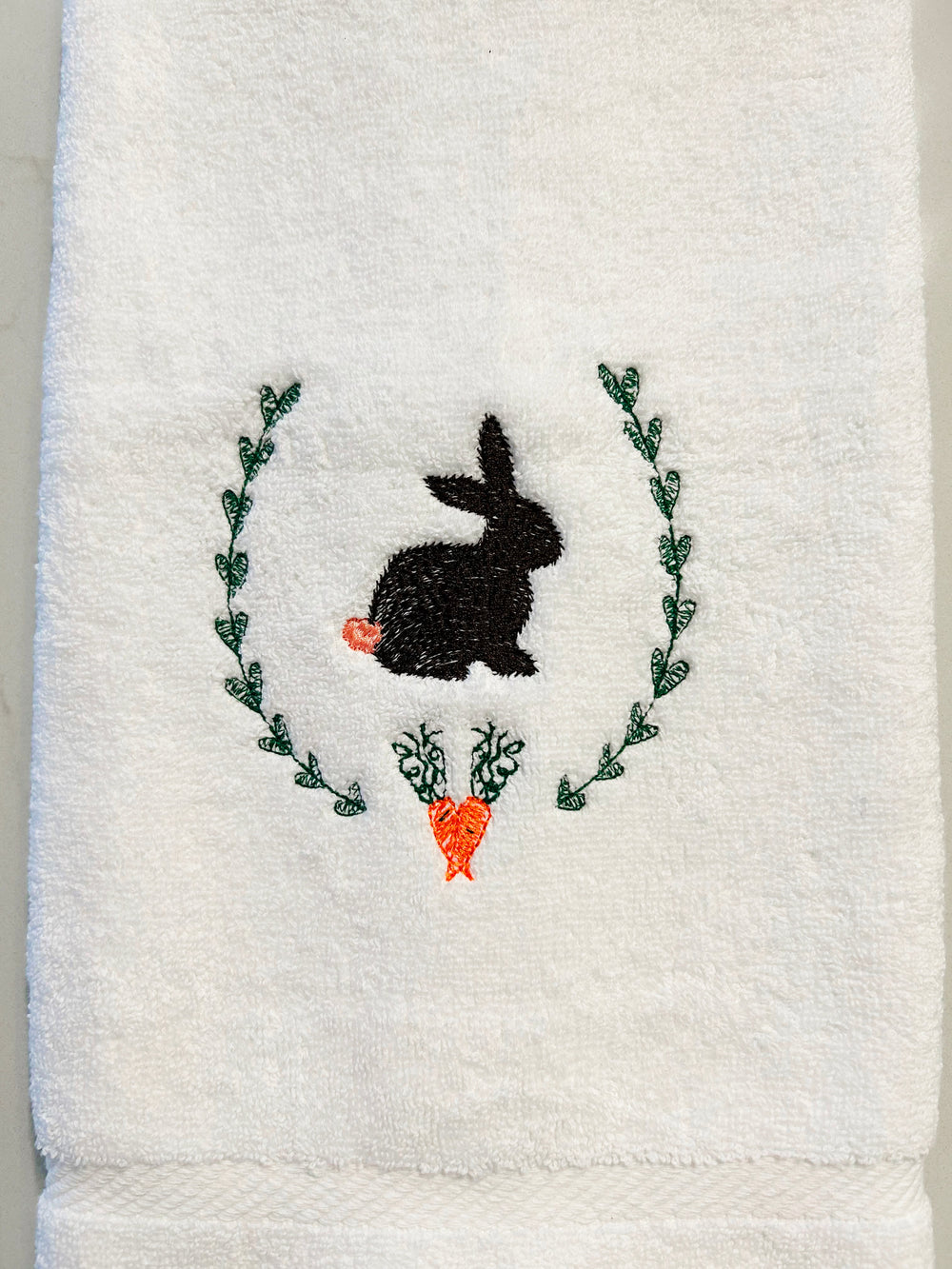 Easter Bunny Embroidered Hand Towel - Detail