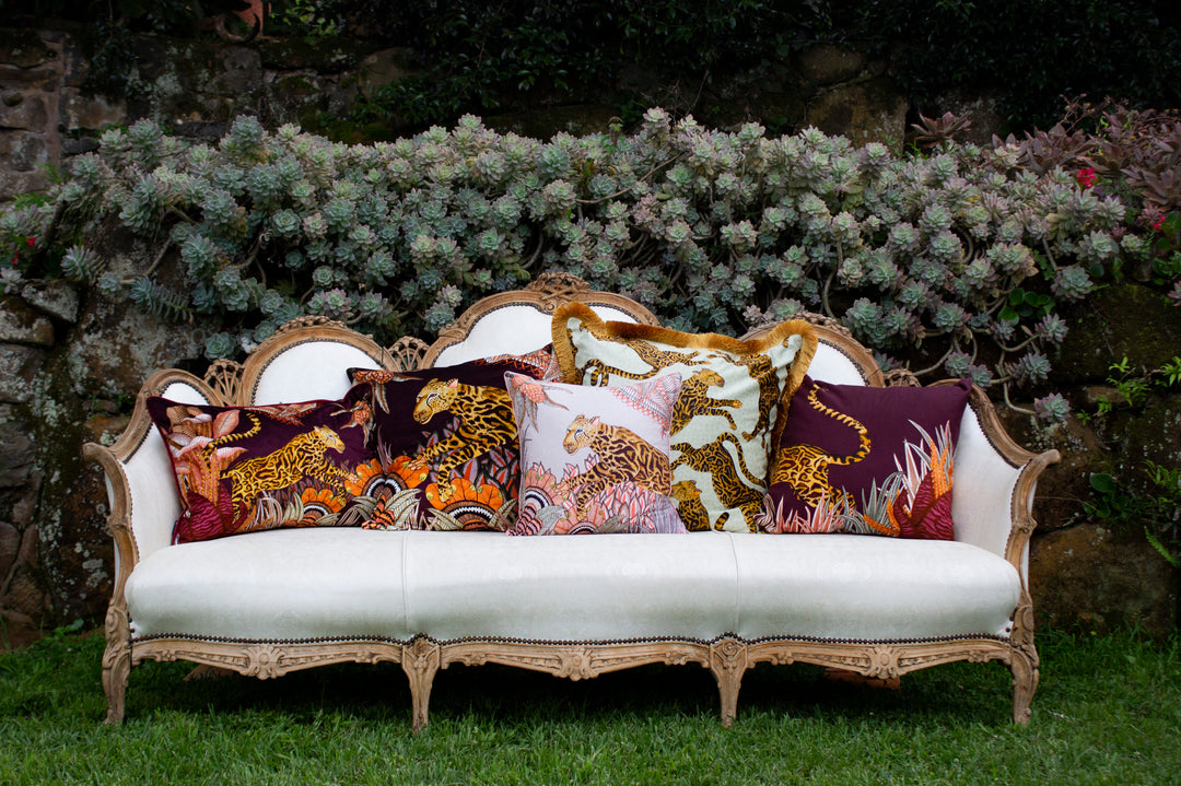 Cheetah Kings Forest Velvet Cushion Cover - Magnolia