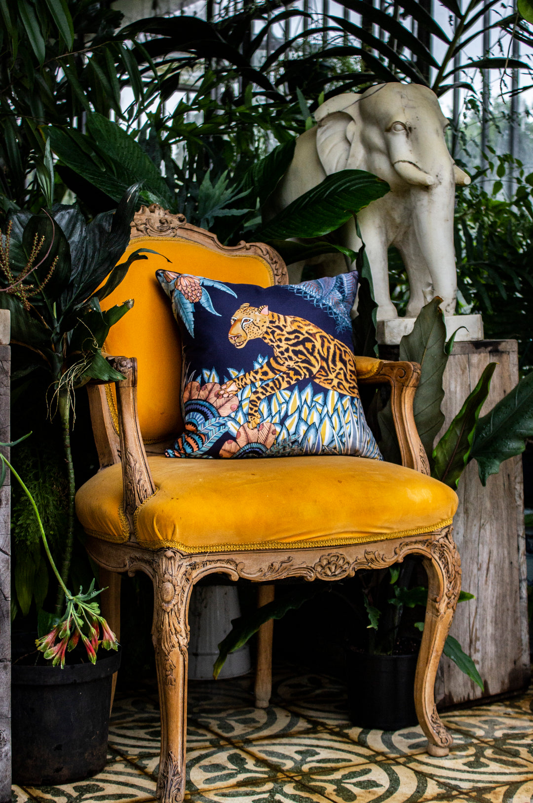 Cheetah Kings Forest Silk Cushion Cover - Tanzanite