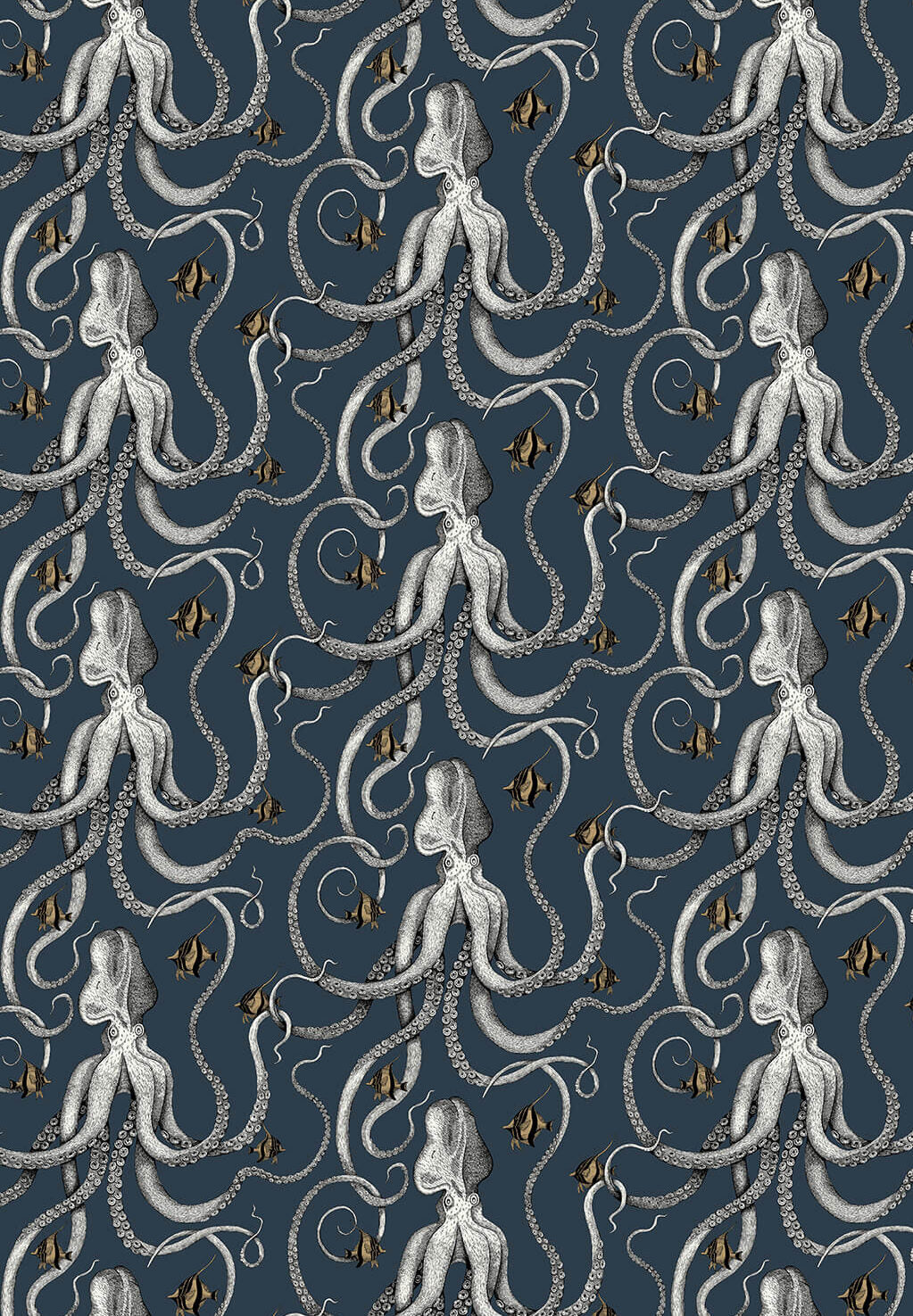 Octopoda Deep Sea Blue Wallpaper