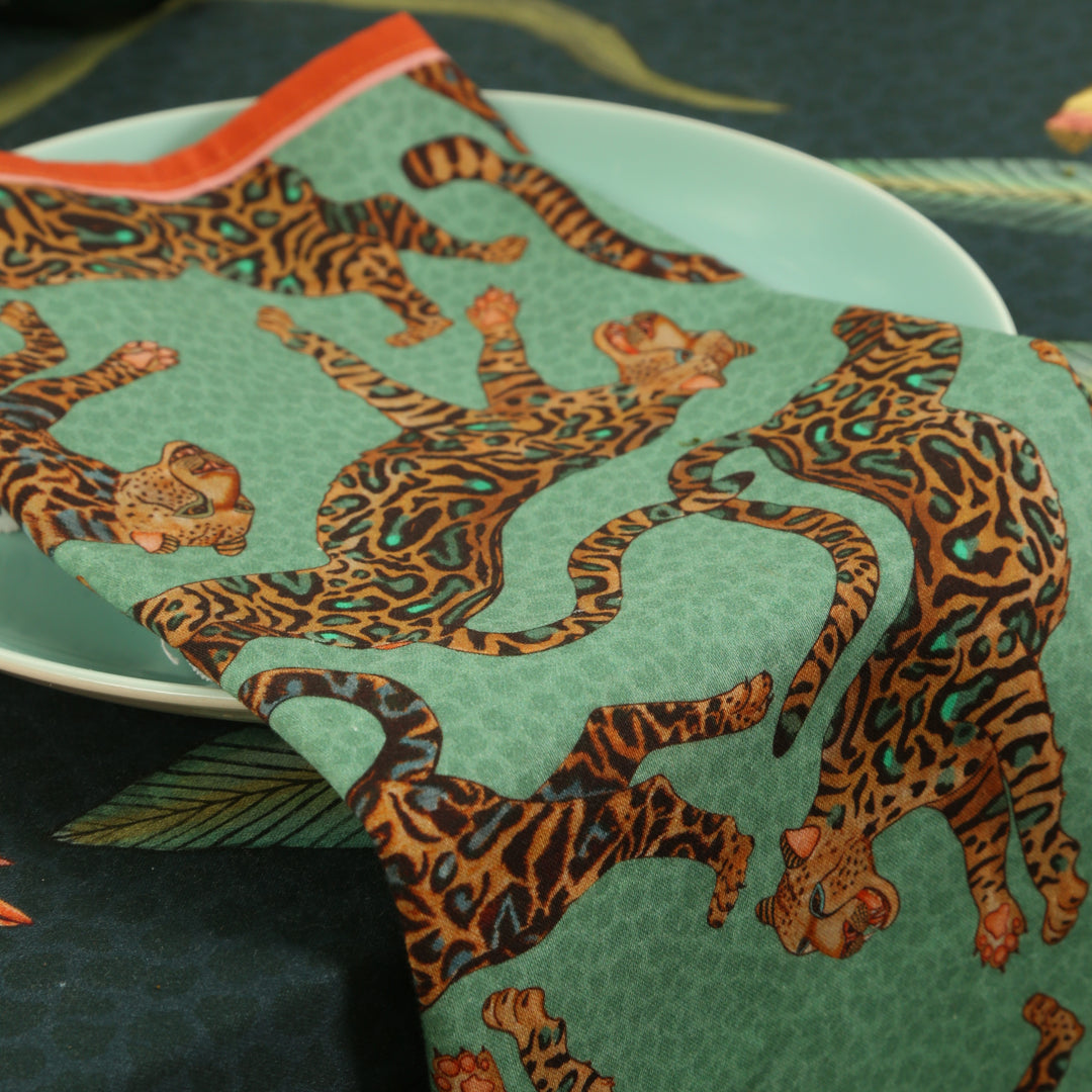 Jade Cheetah King Napkin | Ardmore Design