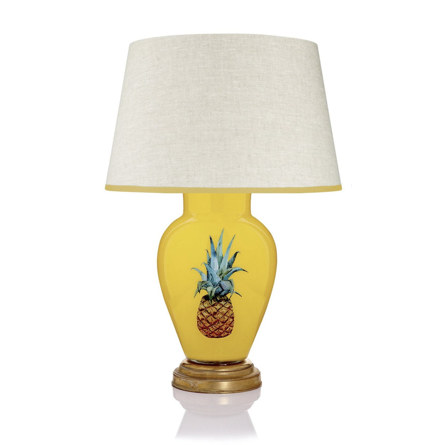 Aloha Large Table Lamp by Rosanna Lonsdale with Yellow Trim Linen Lampshade