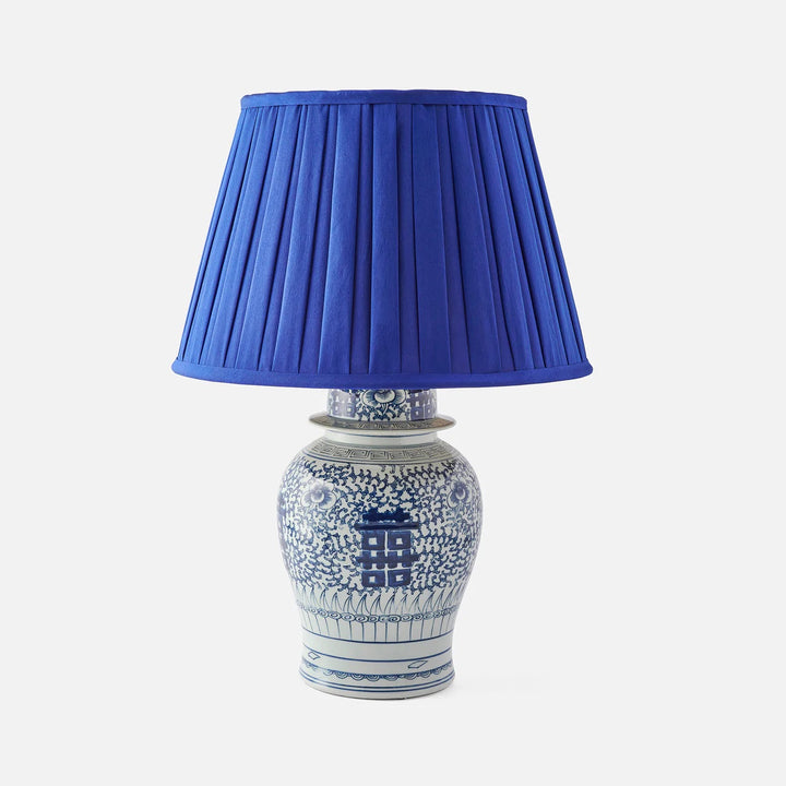 Large Blue & White Double Happiness Ceramic Table Lamp