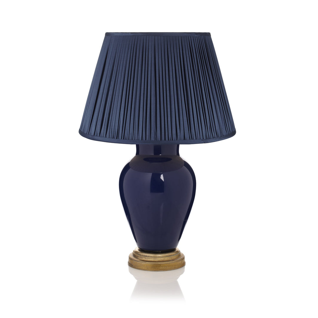 Charcoal Blue Pleated Silk Lampshade