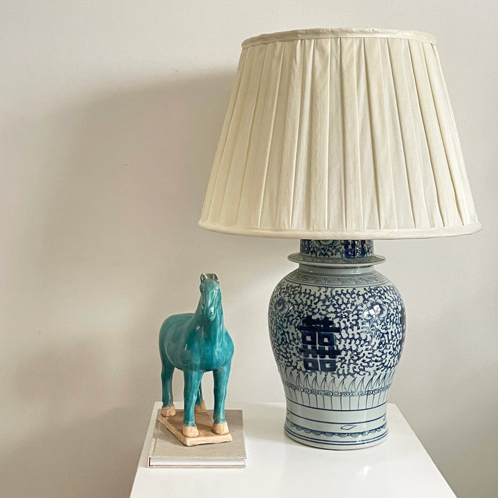 Light Blue Ceramic Horse Sculptures - Pair