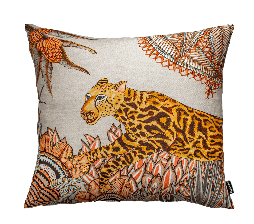 Cheetah Kings Forest Cotton Cushion Cover - Magnolia