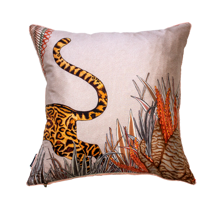 Cheetah Kings Forest Silk Cushion Cover - Magnolia