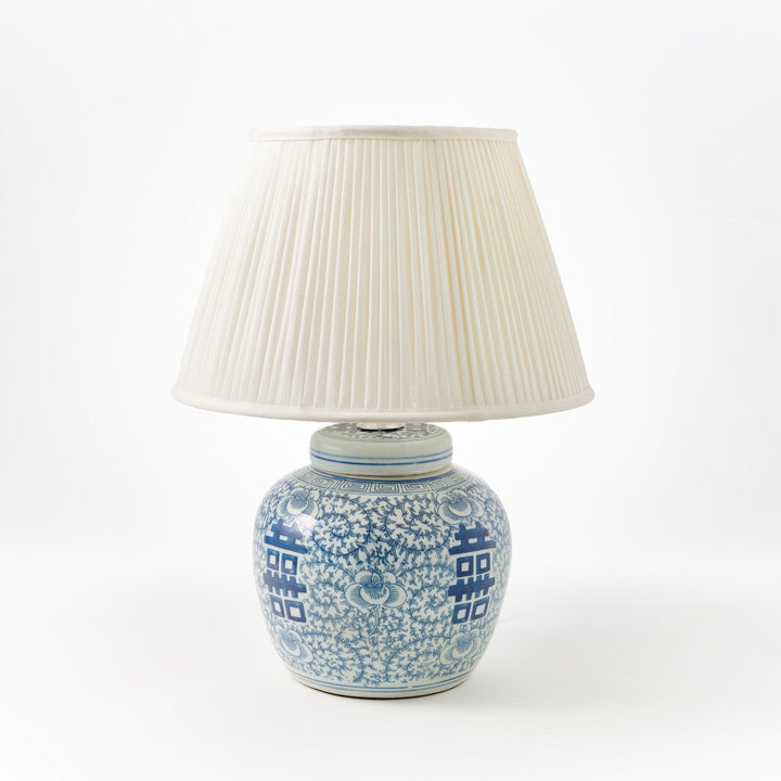 Blue & White Double Happiness Ceramic Table Lamp