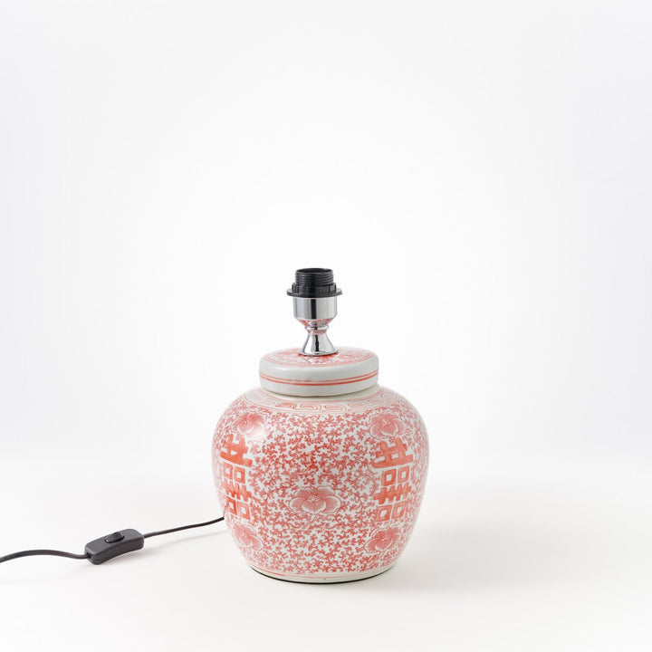 Coral Double Happiness Ceramic Lamp