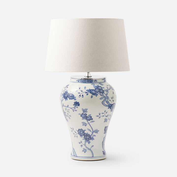 Giant Blue & White Clematis Ceramic Table Lamp